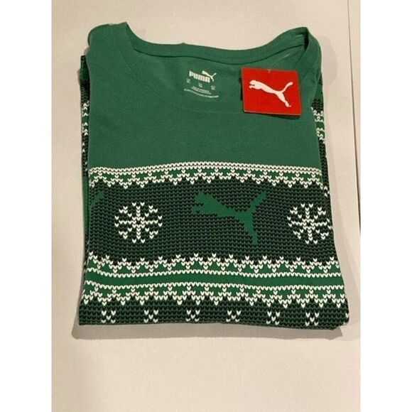 NEW Puma Women’s Christmas ‘Ugly Sweater’ Tee T-shirt Green Size XL - Picture 10 of 13